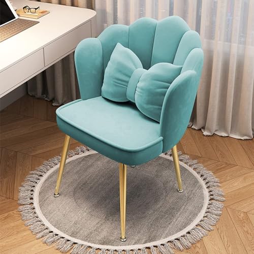 Taburete de maquillaje con respaldo, silla de oficina de terciopelo de felpa con cojín suave para dormitorio, asiento de tocador de mediados de siglo