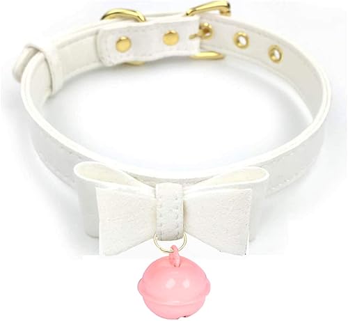 LEWECEEO Gargantilla de collar para mujer con campana, lindo lazo y gato, collar de gatito, Cuero, no conocido