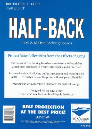 E. Gerber 758HB Half-Back Gold Comic Book Backing Boards 7 5/8 Inch X 10 1/2 Inch cover