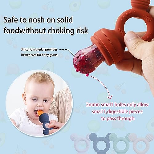 Image of Baby Fruit Feeder, Frozen Teething Toys, Teether Pacifier with 3 Extra Teats, Infant Eating Essentials, BPA Free Baby Feeding Supplies (Pink)