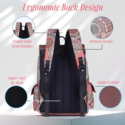Image of Protecta Prisma Floral Printed Laptop Backpacks for Women and Men Fits 16Inch MacBooks Water-Repellent Bag for Office Collage and Travelling Print Padded Sleeve Lightweight Durable Design 18L
