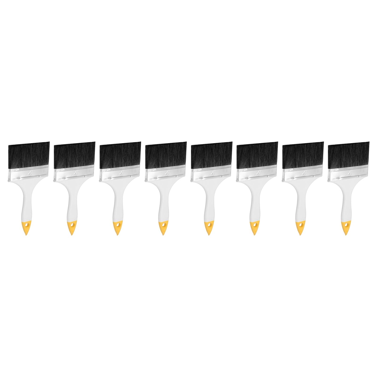 sourcing map 8pcs Paint Brush 3.9 Inch Flat Painting Brushes Chip Paint Brushes with White/Yellow PP Handle for DIY Art Painting Furniture Cabinet Wall Door Trim
