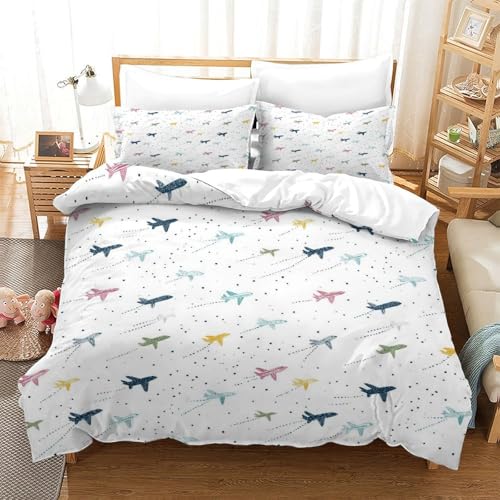 Housse de couette frites fermeture éclair facile parure de lit microfibre 3D - 3