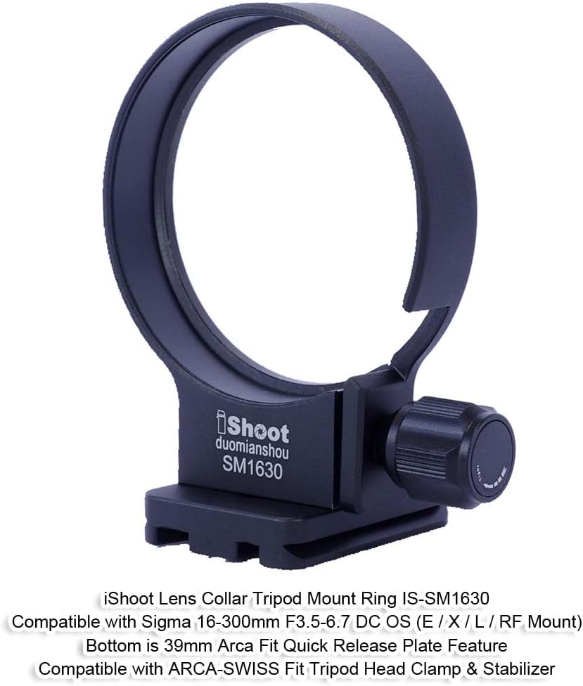 Lens Collar Tripod Mount Ring Compatible with Sigma 16-300mm F3.5-6.7 DC OS (E/X/L/RF Mount), Lens Support Holder Bracket Bottom is Arca-Swiss Fit Quick Release Plate for Arca Clamp &Stabilizer