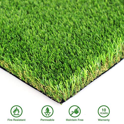 Gl Premium 35Mm Pile Height Artificial Grass, Realistic And Thick Fake Faux Grass Mat, Outdoor Garden Dogs Pet Synthetic Grass, Carpet Doormat Rubber Backed With Drainage Holes 4 Ft X6 Ft/24 Square Ft #TOP1