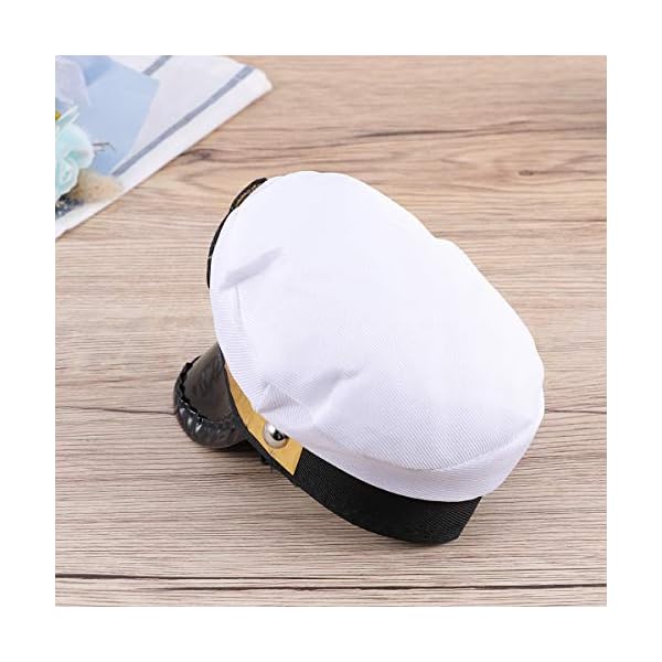 Amosfun pet captain's hat sailors sea captain white captain hat dog cat puppy sailor halloween cosplay costume hat 5. 3 inch - image 6