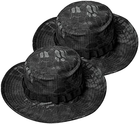 QMFIVE Tactical Boonie Hat, Unisex Camouflage Rounded Hat Fisherman Sun Protection Cap for Outdoor Airsoft Paintball Climb Camping