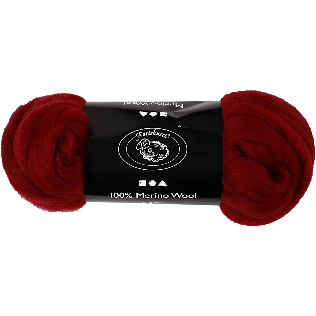 Merino Wool, 21 micron, dark red, South Africa, 100 g