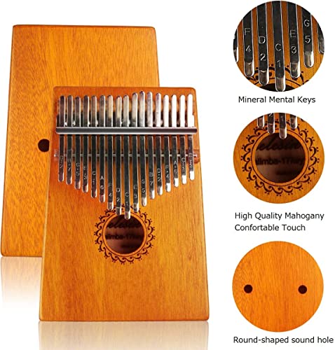 FLSEPAMB Kalimba Thumb Piano, Kalimba 17 keys with Learning Package, Finger Piano, Kalimb Instrument for Kids, Women and Men(Brown)