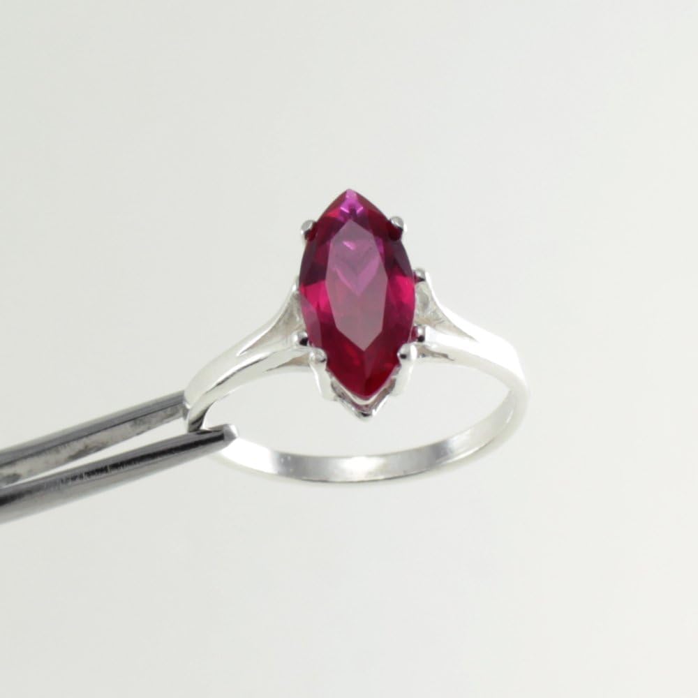 Ruby Ring Sterling Silver 925 / Marquise-Shaped