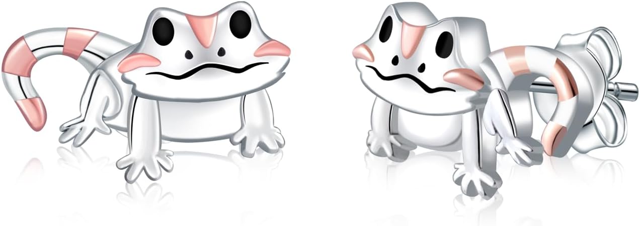 Bearded Dragon Stud Earrings for Women - 925 Sterling Silver Cute Beard Dragon Earring Hypoallergenic Lizard Stud Earrings Reptile Animal Jewelry Gifts for Daughter