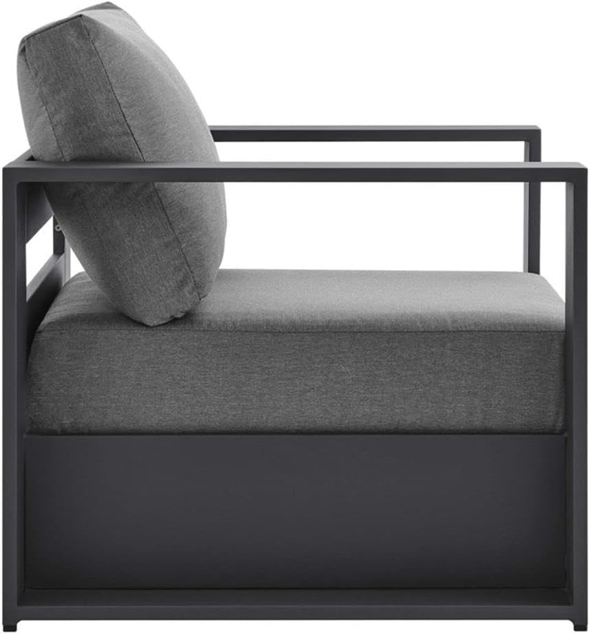 Modway Tahoe Aluminum Outdoor Patio Armchair in Gray Charcoal