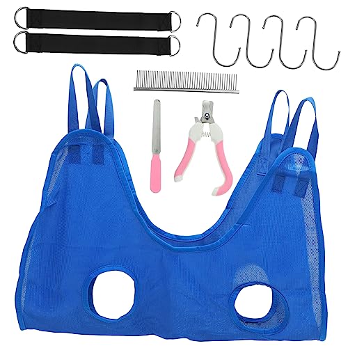 INOOMP 1 セット ペットグルーミングハンモック グルーミングコーム 家庭用グルーミングハンモック 犬の爪切り ペットの爪切り 家庭用ペット爪切り ポリエステルメッシュ Blue