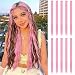 FESHFEN 10 Pcs Light Pink Straight Clip on in Hair Extensions Hairpieces 20 Inches Long Remy Hair Colored Party Highlights Hair Accessories DIY Hair Decoration Cosplay with Gift Hairpin