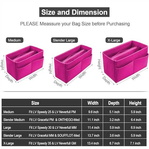 Image of Purse Organizer Insert, Handbag & Tote Organizer, Bag in Bag, Perfect for Speedy Neverfull and More