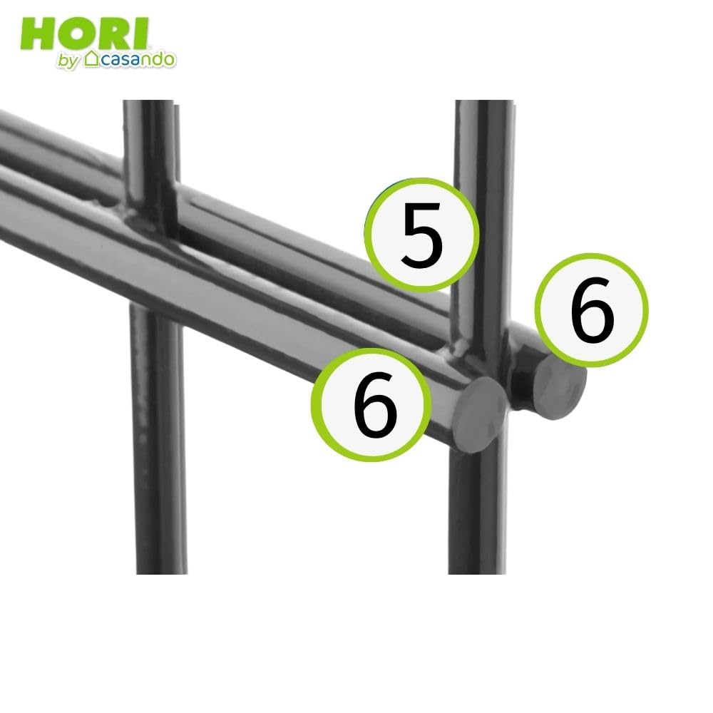 HORI Doppelstabmattenzaun I Zaun Komplettset I verschiedene Längen und Höhen – mit Klemmhalter Anthrazit,Grau RAL 7016 Höhe 143 cm - Länge 5 m