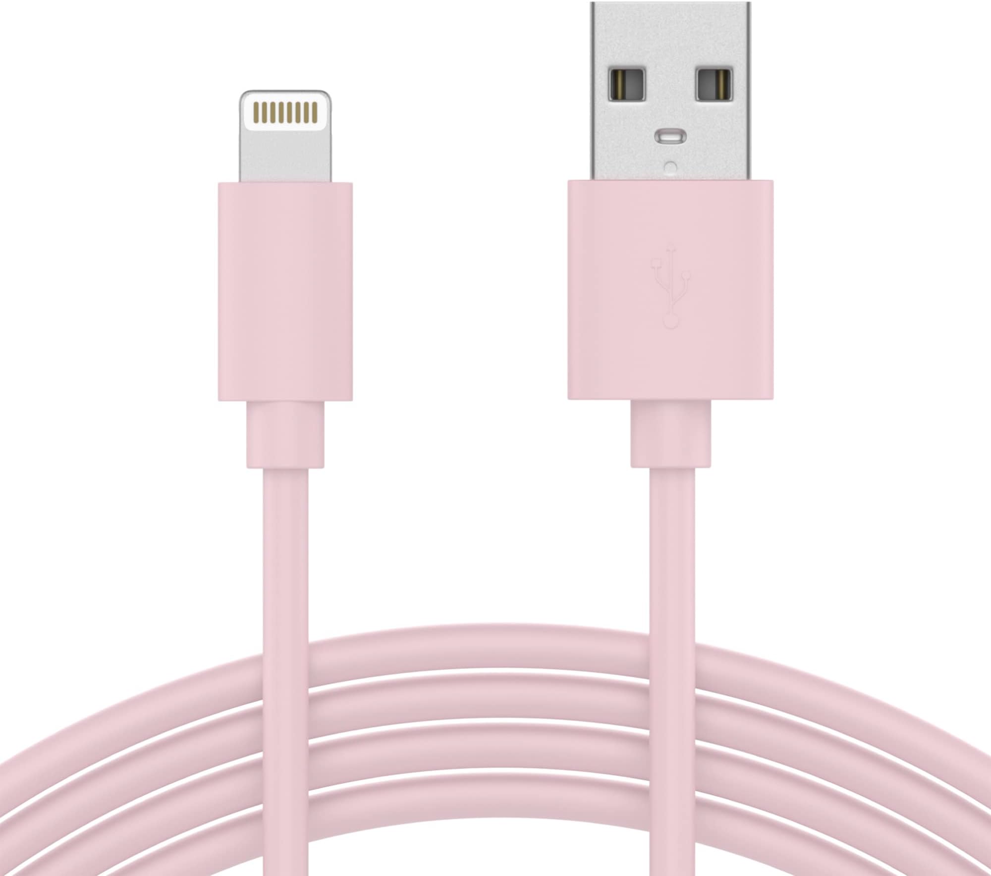 TALK WORKS Fast-Charge Lightning Cable - MFi-Certified for Apple iPhone 13, 12, 11 Pro/Max/Mini, XR, XS/Max, X, 8, 7, 6, 5, SE, iPad, AirPods, Watch - 10ft Long Fast Charger, Heavy-Duty Cord, Pink