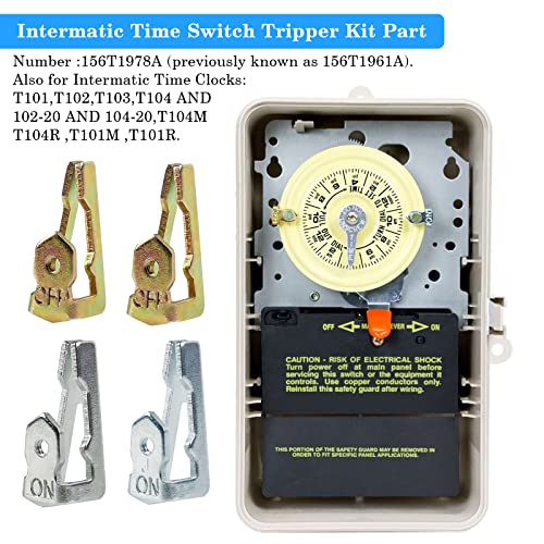 Replacement Intermatic 156T1978A Time Trippers Kit Fit T100 Series Clock Dial Trippers Timers - 2 Pack (Include 4 On / 4 Off / 8 Screws) #TOP5