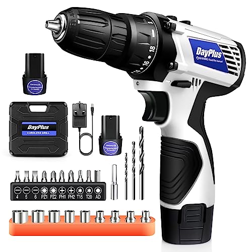 Electric Cordless Drill Screwdriver Combi Driver Drills 16.8V Power Tool, Fast Charger, 26PCS Accessories, with Rechargeable 1500 mAh 2PCS Batteries