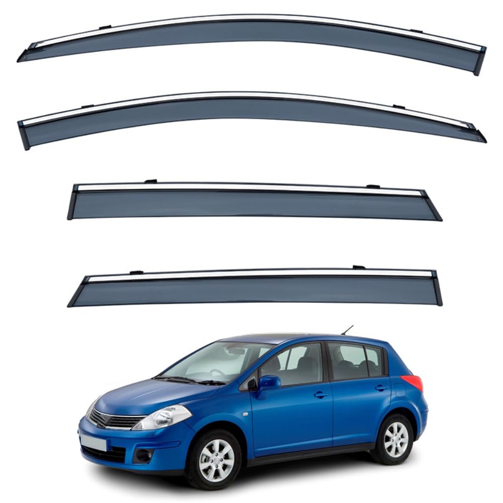 Qoemrhelt Normal 4Pc Set In-Channel Wind Deflectors, For Nissan Tiida Hatchback (C11) 2004-2010 Window Visors Rain Guards Vent Visors Rain & Sun Protection,Car Accessories