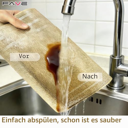 FAVE Goldfarben Vinyl Tischläufer 180 cm, waschbar für Esstisch – Ansicht 4