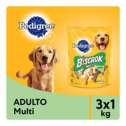 Kit Biscoito Pedigree Biscrok Para Cães Adultos Multi 3x1kg