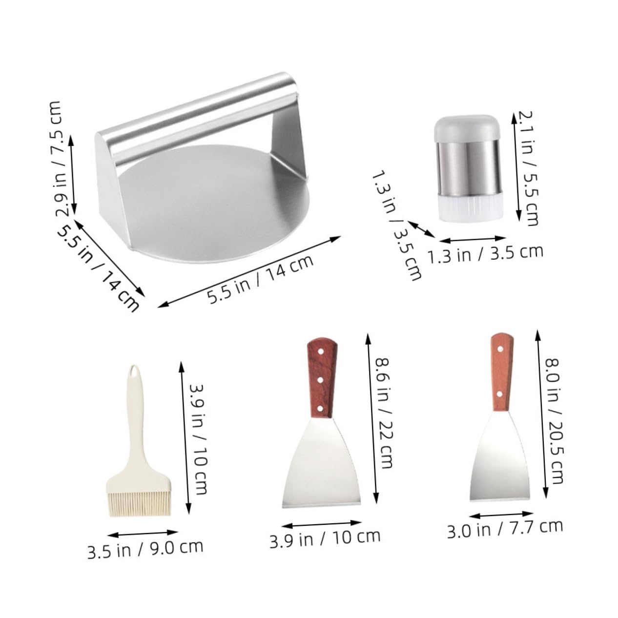 Alipis Kit Pressa Carne in Acciaio Inossidabile per Barbecue Esterno Accessori per Grigliare 5 Pezzi