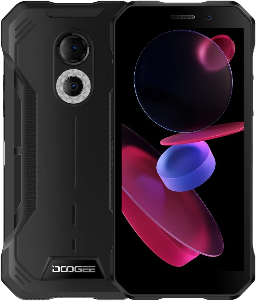 Android 12 Rugged Mobile Phone S51, Octa Core 2.0GHz 4GB+64GB, DUAL SIM+SD (3 Slot), IP68 Outdoor Smartphone Unlocked, Waterproof, 6.0'' HD+ Gorilla Glass, 12MP Dual Camera, GPS NFC Black