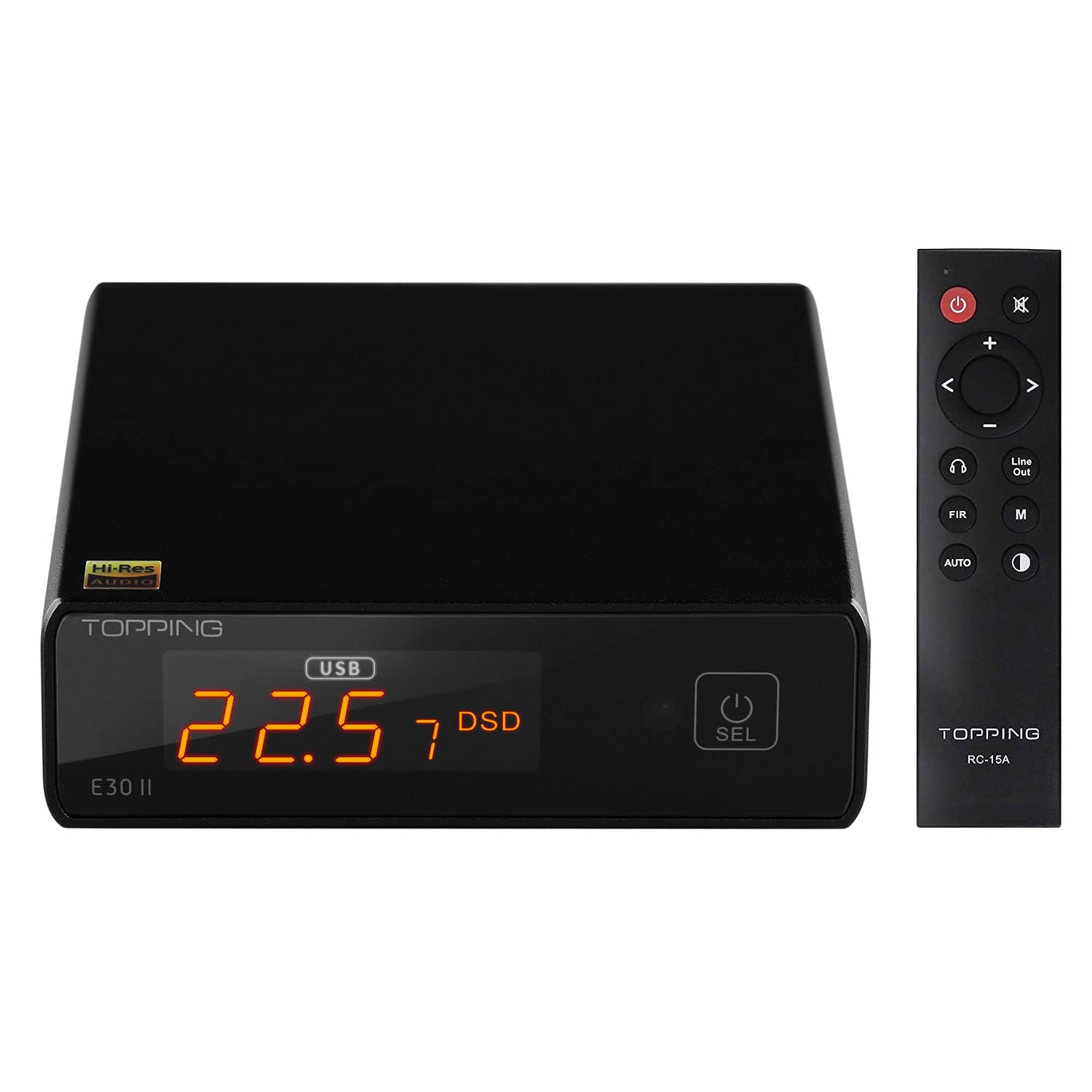 Topping E30 II DAC Preamp - 2 x AK4493S Hi-Res XMOS XU208 DAC 32-bit/768kHz DSD512 DSD Direct Mode Decodificación para USB/Coax/Opt Entradas RCA HiFi Estéreo Digital Audio Decodificador Negro