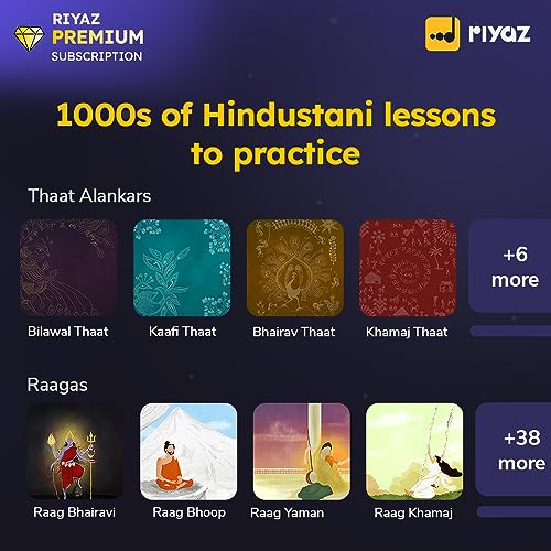 Image of Riyaz App - Learn to Sing Hindustani Vocal | 12 Months Premium Subscription | Suitable for Guitar / Harmonium / Ukulele / ABGMV Exam Learners | 35 Lakhs Learners | Activation Link by Email in 2 Hours