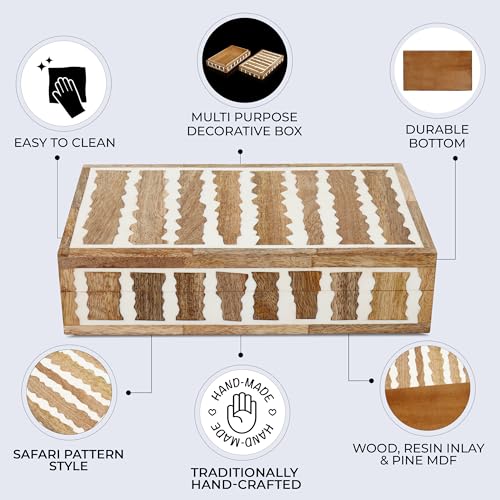 Image of Handicrafts Home 10x6x2.5 Decorative Box Handmade Storage Organizer Boxes with Lids Keepsake Gift Trinket Box Display Box, Kept Safari