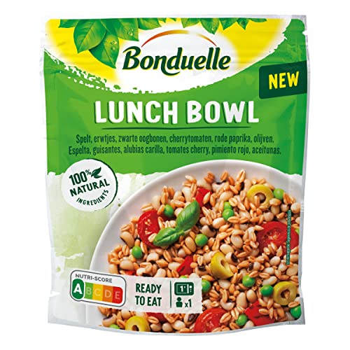 BONDUELLE lunch bowl espelta, guisantes, alubias, cherry, pimiento rojo y aceitunas bolsa 250 gr