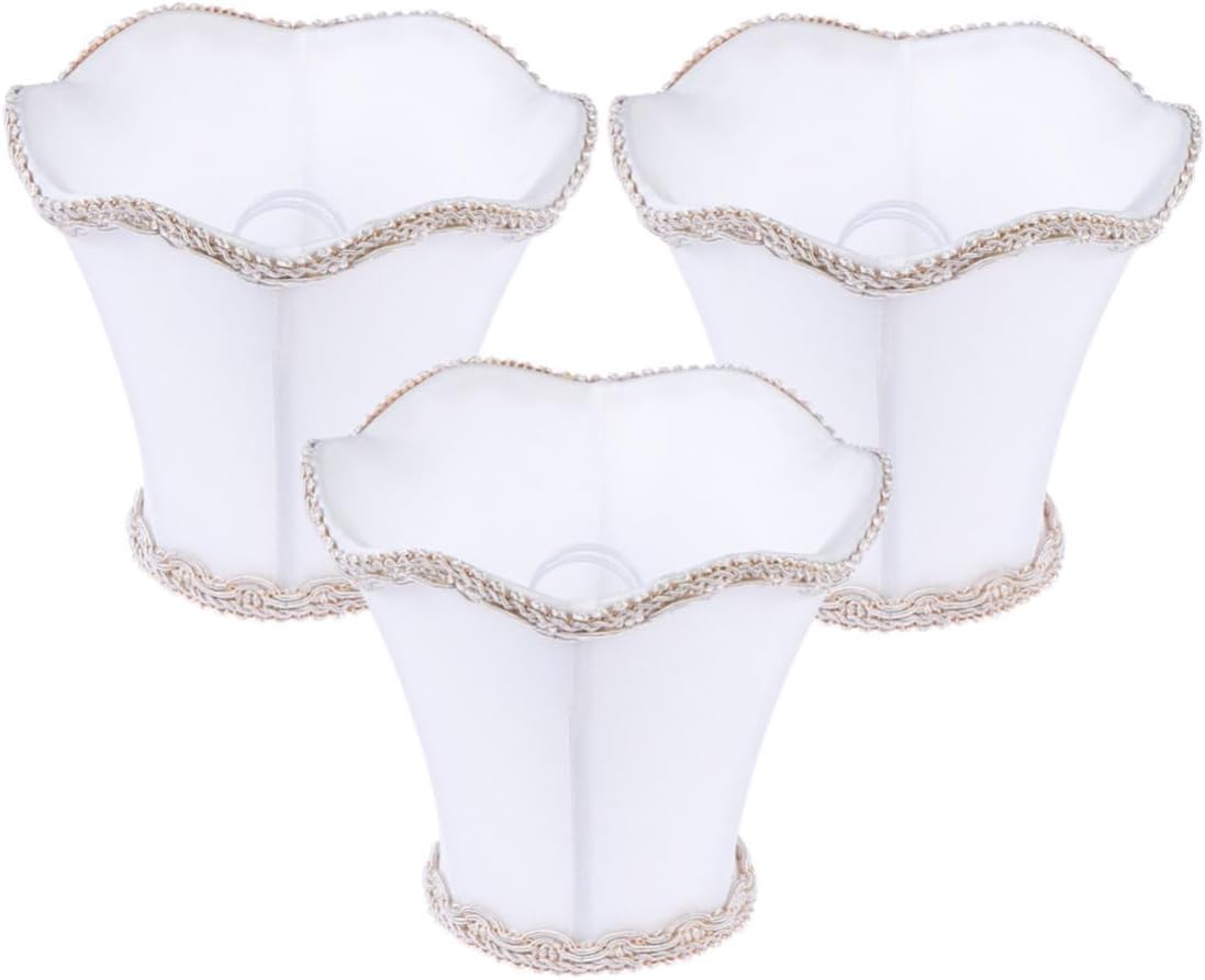 Gadpiparty 3pcs Fabric Chandelier Lampshade Holders Modern Pendant Light Shades for Upward Candle Bulbs Elegant Floral Design for Bedroom Living Room and Ktv Decor White Flash