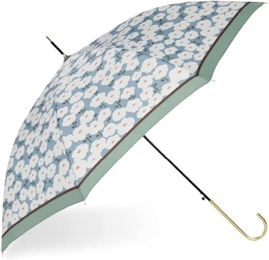 Umbrellas for Rain Umbrella Classic Floral Stick Umbrella Windproof Auto Open Hook Handle J Cane Umbrella Rain and Sun Travel Umbrella(A)