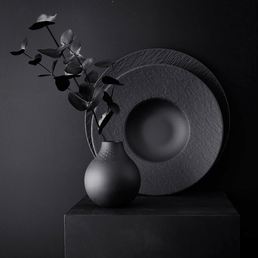 Villeroy & Boch - Manufacture Rock Assiette À Pâtes, 6 Assiettes, Porcelaine Premium, Résistant Au Lave-Vaisselle Et Au Four À Micro-Ondes, Noir