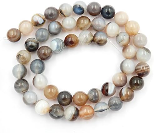 Gemstone Beads for Jewelry Making, Sold per Bag 5 Strands Inside, Botswana Agate 8mm - 4
