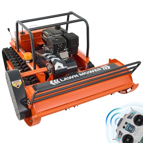 AHM 47.2' Remote Control Lawn Mower, Adjustable Crawler Mower with 13.6HP Hybrid Power & 45° Slope Climbing, 0.8 to 7.9 in. Adjustable Height, All-Terrain Grass Cutter 3280 ft. Remote Range