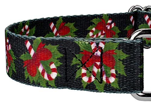 Country Brook Petz - Black Candy Cane Martingale Dog Collar - Christmas Collection With 19 Festive Designs (1 Inch, Medium) #TOP3