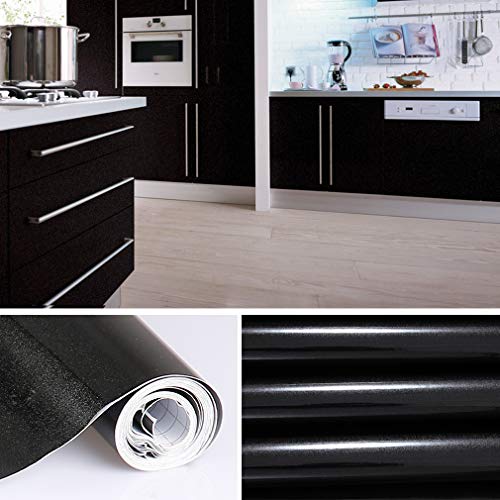 Kinlo Adesivi Carta Per Mobili 06m X 5m Pvc Impermeabile Adesivi Mobili Rinnovato Mobili Da Cucina Nero