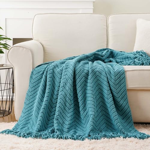 Image of BATTILO HOME Teal Throw Blanket for Couch, 50 inchx60 inch
