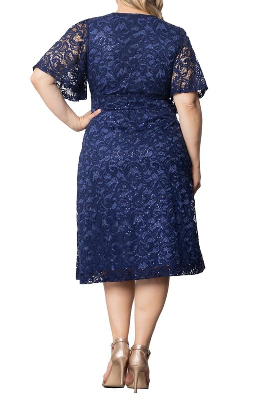 Kiyonna Plus Size Starry Sequin Lace Midi Cocktail Dress | Party, Holiday, & Wedding Guest Dress2