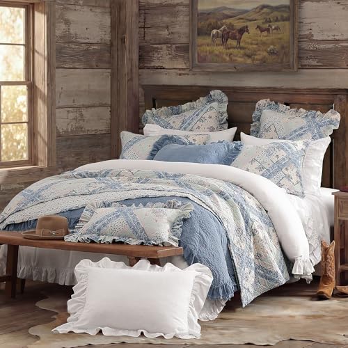 Image of Paseo Road Tasha Polizzi Mirabelle 3 Piece King Paisley Blue Quilt Set