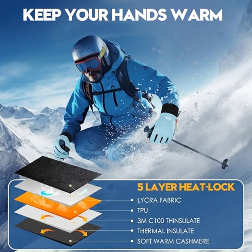 Image of Bruvoalon Winter Gloves for Women & Men, 3M Thermal Insulation, Lycra Fabric, Touchscreen, Anti-Slip