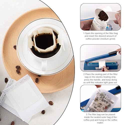Miniatura 6 de Goedch Drip Coffee Bag: 200 Bolsas De Café Colgantes Por Goteo, Filtro De Café Portátil, Filtro De Café Para Camping Con Orejas Colgantes, Bolsa De Café Para Viajes, Hogar, Oficina