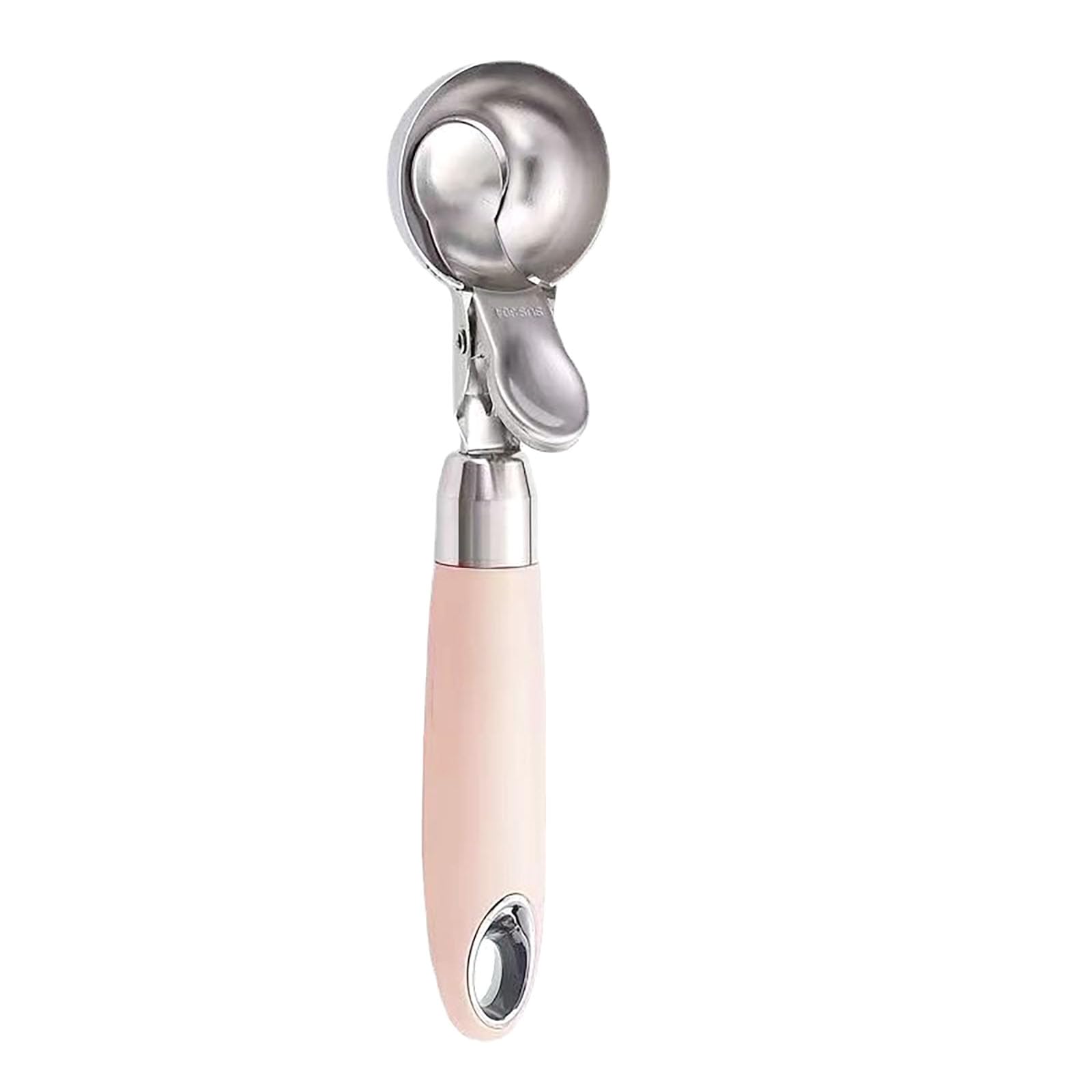 Ice Cream Scoop with Rubber Handle, 8 Inch Stainless Steel Light Pink Watermelon and Ice Cream Hemisphere Spoon for Kitchen and Outdoors (pink)