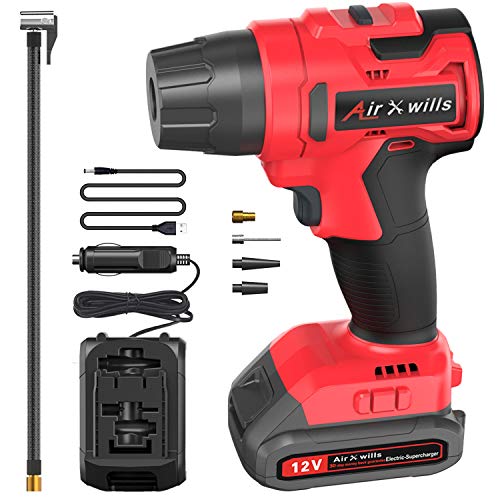 AirXwills Tire Inflator Air Compressor Tire Pump with Digital Gauge 120 Psi Portable Cordless Pump with Rechargeable Battery Auto-Stop for Inflatables