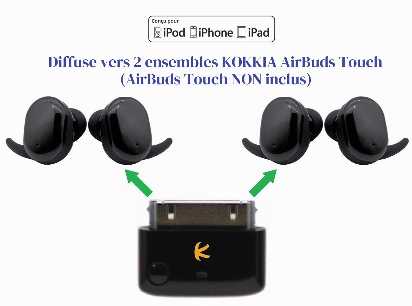 i10_Pro (Noir) : Transmetteur et séparateur Bluetooth avec codecs aptX/aptX Faible Latence/FastStream/SBC. Compatible avec Le connecteur à 30 Broches iPod, iPhone, iPad.