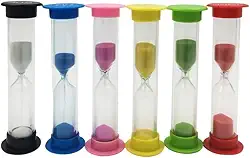Temporizador de areia de ampulheta colorido de 6 peças com temporizadores de 30 segundos 1 min 2 min 3 min 5 min e 10 min. Adequado para cozinhar escovar os dentes