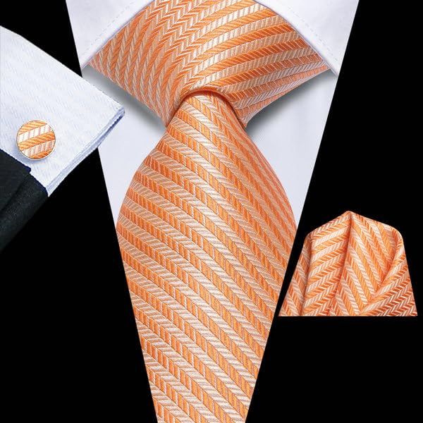 Image of Hi-Tie Men's Tie Sets Silk Paisley Striped Necktie Pocket Square Cuff-links Sets Wedding Business Holiday