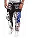 Easy Men's Hip hop American USA FLAG Jogger Sport Sweat Cotton Pants 2XL Black